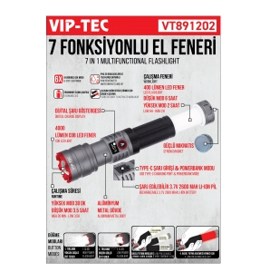 VT891202 7 FONKSİYONLU EL FENERİ